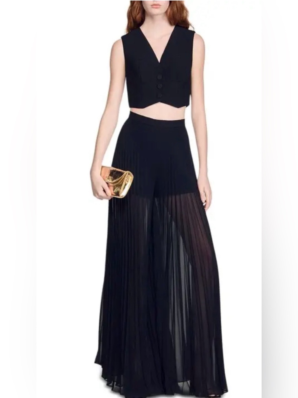 Sandro  Wide-Leg Pants - Black